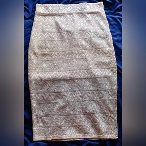 Forever 21 Cream Corded Lace Midi Skirt